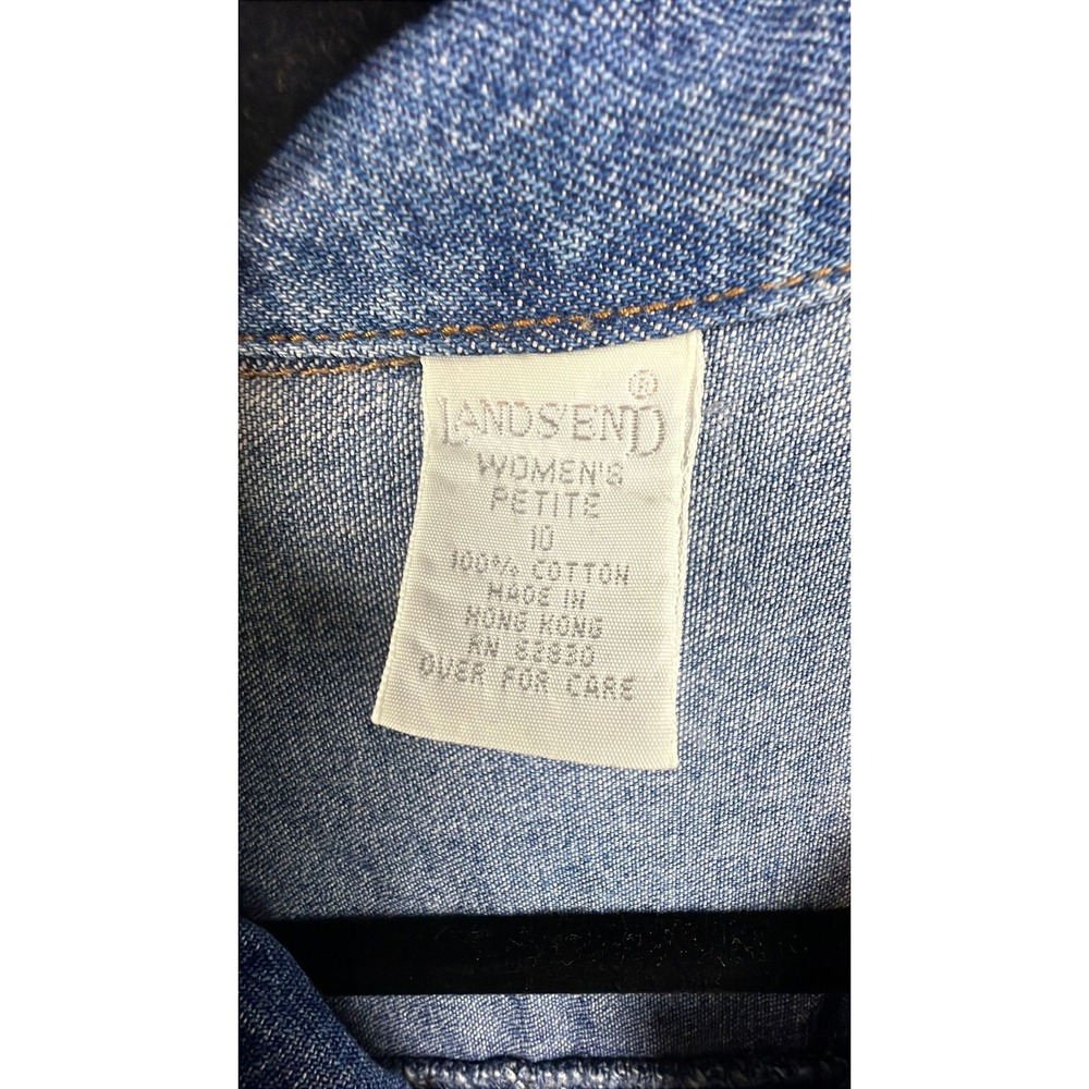 Lands End Denim Midi Dress Vintage Grunge Cottagecore Boho Blue Cotton Size 10 - Picture 7 of 8